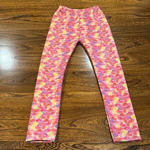 BOOPH Girl Winter Thick Warm Pant Fleece Lined Legging - pink Mermaid print